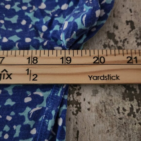 T by Talbots Blue pockets Easy Roll Cuff Short Sleeve Shift Dress Sz Small - Picture 8 of 9